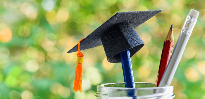 Graduation cap and pencils